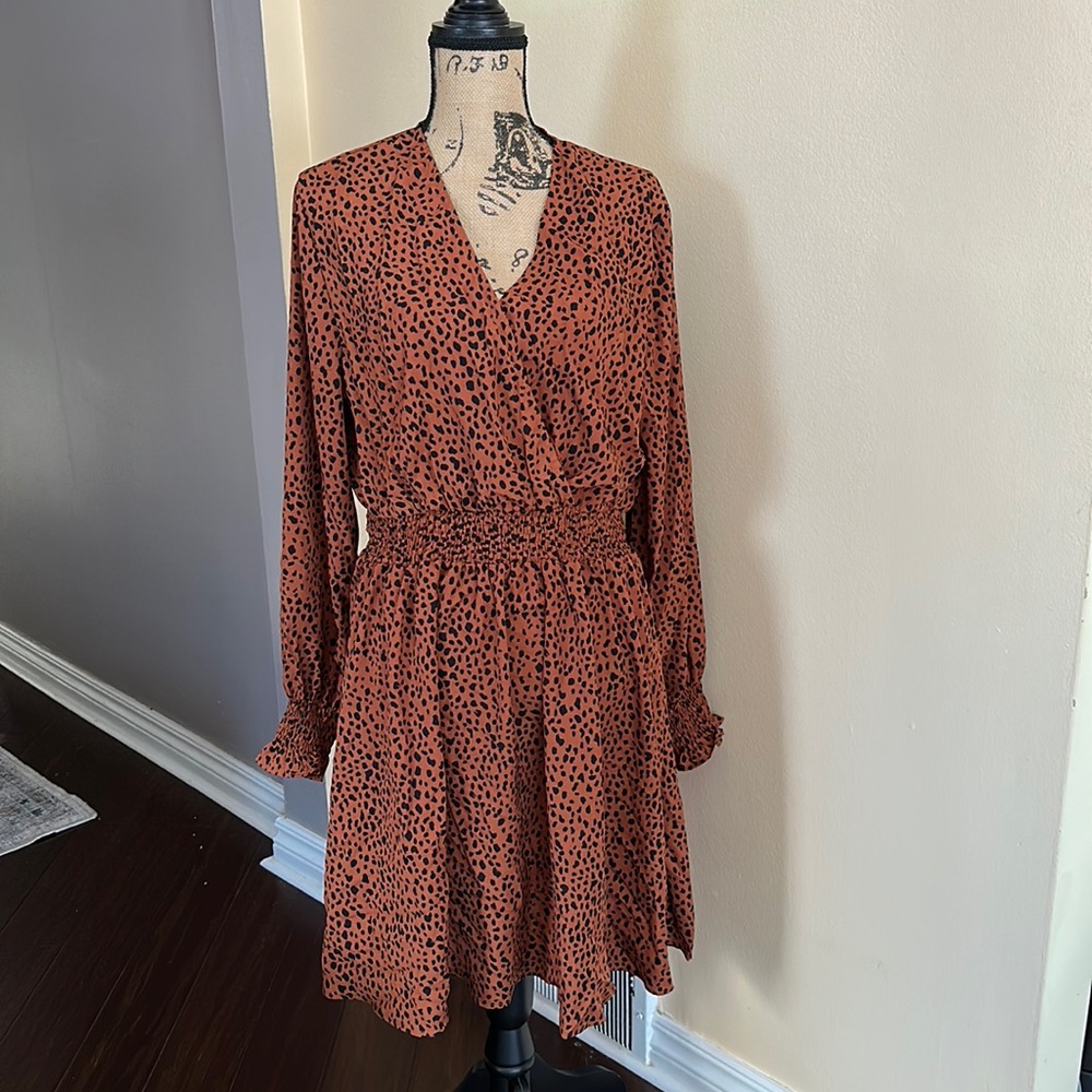 Pretty garden pattern dress smock waist XL new with tags